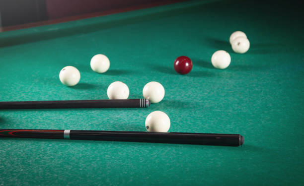 istock Billiard on table. Cue and balls 1392561016