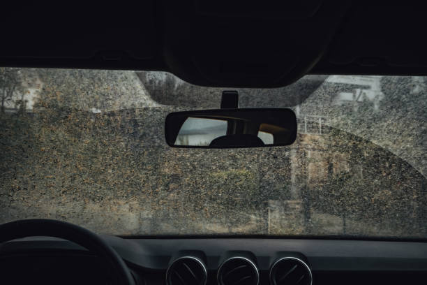 Dirty Car Window After Mud Rain Dirty Car Window After Mud Rain dust storm stock pictures, royalty-free photos & images