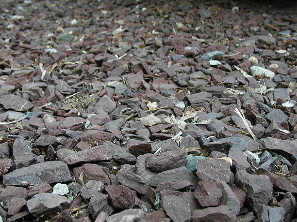 Close up dark gravel 2 stock photo