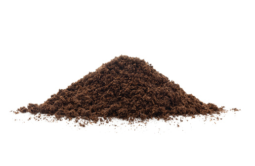 Pile of soil isolated on pure white background