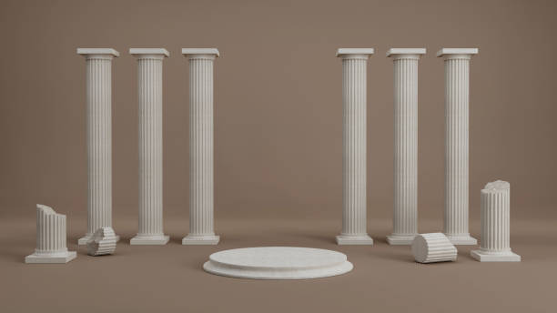 istock Abstract platform with classic Greek style column 3D render illustration 1392565911