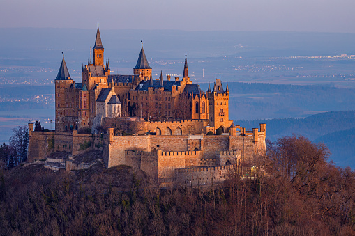 Hechingen, Baden Württemberg, Germany - March 22, 2019: The Hohenzollern Castle in Germany