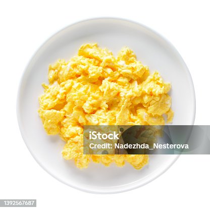 istock Scrambled eggs on plate 1392567687