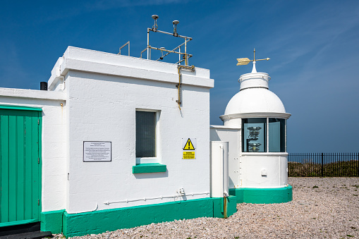 Torquay, UK. Saturday 16 April 2022. Very short Berry Head Lighthouse on the coast in Devon.