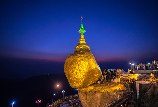 Kyaiktiyo Pagoda or Golden Rock, It's the third most important Buddhist pilgrimage site in Myanmar