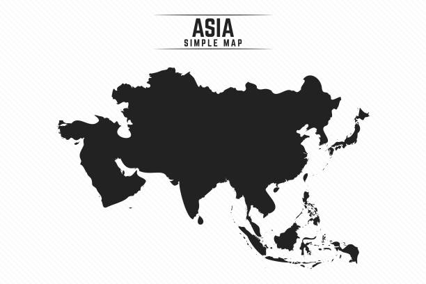 Simple Black Map of Asia Isolated on White Background Simple Black Map of Asia Isolated on White Background, can be used for business designs, presentation designs or any suitable designs. asia stock illustrations