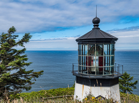 The Cape Meares Light is an inactive lighthouse on the coast of Oregon. It is located on Cape Meares just south of Tillamook Bay. Cape Meares Lighthouse. Cape Meares State Scenic Viewpoint