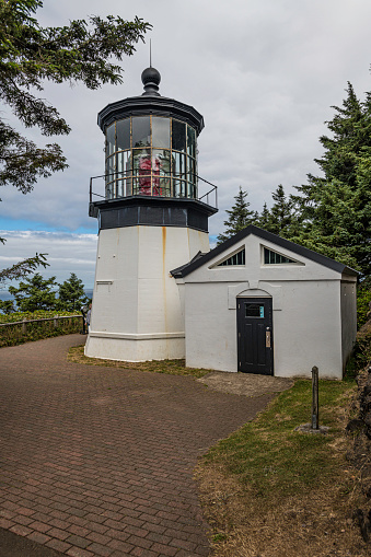 The Cape Meares Light is an inactive lighthouse on the coast of Oregon. It is located on Cape Meares just south of Tillamook Bay. Cape Meares Lighthouse. Cape Meares State Scenic Viewpoint