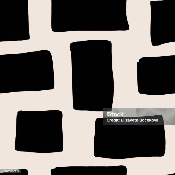 Abstract Black Rectangular Shapes Seamless Pattern Stock Illustration ...