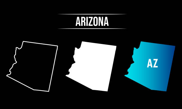 ilustraciones, imágenes clip art, dibujos animados e iconos de stock de resumen del diseño del mapa del estado de arizona - arizona map outline silhouette