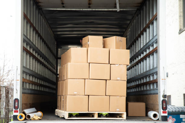 istock Pallet of boxes on truck 1392578473