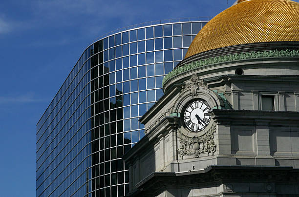 Gold Dome and Modern Building stock photo