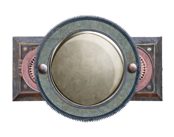 istock Metallic round frame with vintage machine gears and retro cogwheel 1392583198