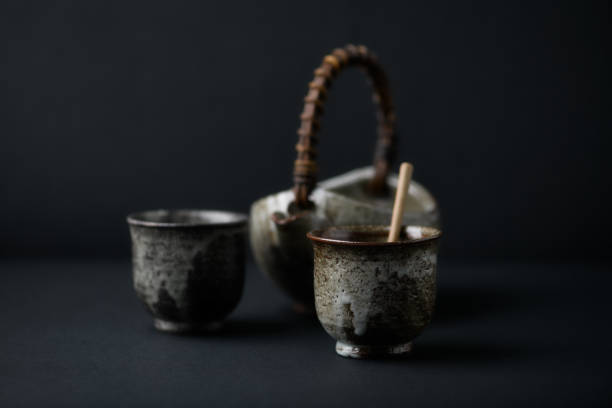 istock Traditional, handcrafted ceramic on dark background. Soft focus. Copy space. 1392583484