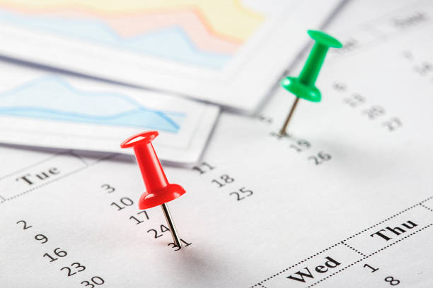 istock Important date and calendar appointment. pin on calendar. 1392584637