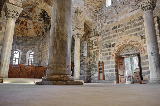 Inside the hagia sophia in Trabzon. Interior of ancient church and now mosque.