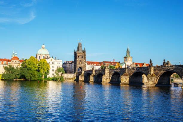 istock Old town with Charles Bridge with bridge tower on Vltava 1392592322