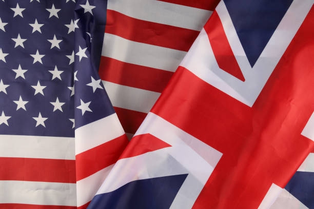 istock USA flag and Great Britain silk 1392597679
