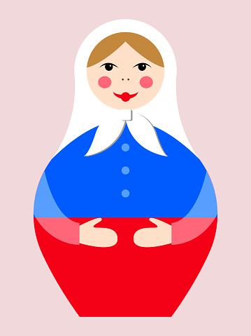 Vector graphics - traditional Russian matryoshka doll with traditional colors of the state tricolor isolated.