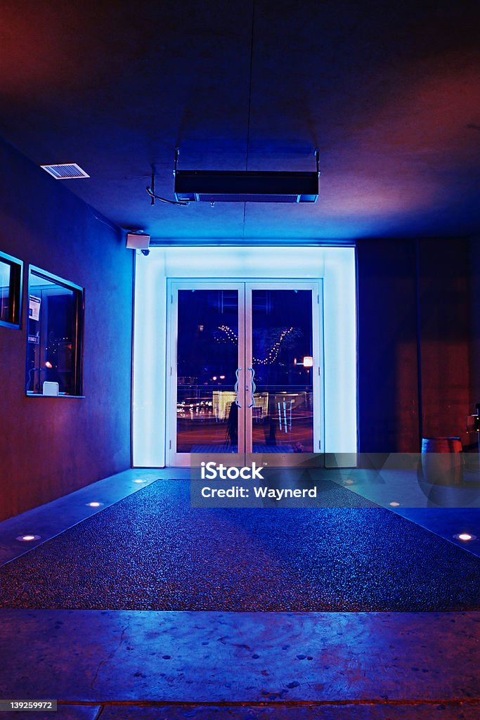 Club Neon nightclub door at night. Nightclub Stock Photo