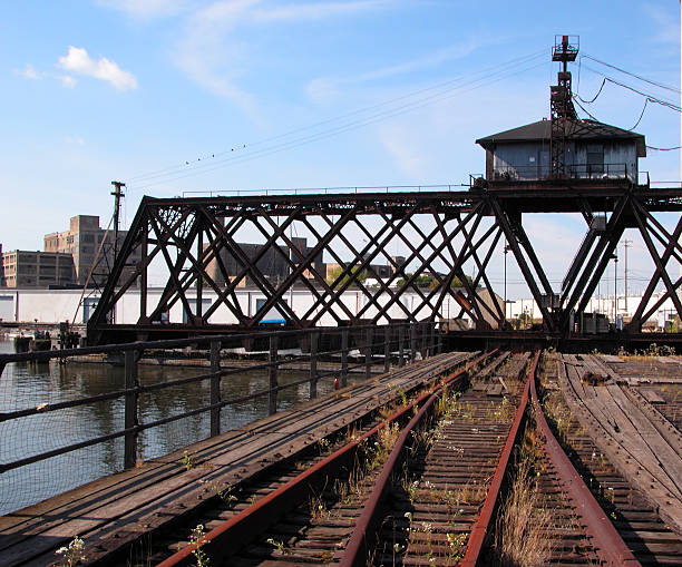 Ponte rotativa railroad. - foto de acervo
