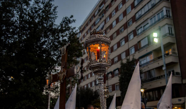 istock Old lantern with a lighted candle, carried during a Holy Week procession in Spain. 1392602499