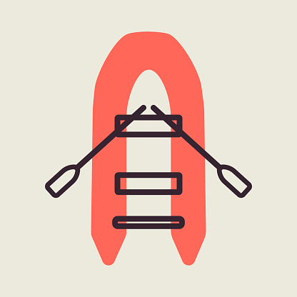 Inflatable rubber boat vector icon. Graph symbol for travel and tourism web site and apps design, logo, app, UI