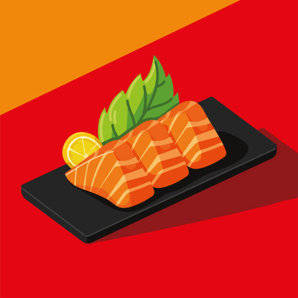 японский пищевой лосось - готовый к употреблению stock illustrations