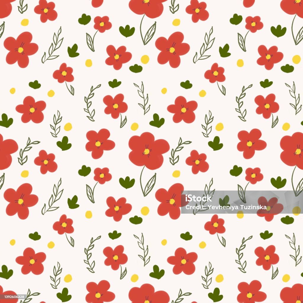 Flower Pattern Red Box Red Flowers Pattern Stock Illustration - Download Image Now - Abstract ...