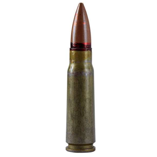 istock Tracing bullet on white background, isolated, Tracer cartridge 7.62 mm 1392607980