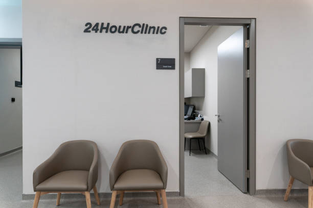 24 hour clinic  in modern hospital with decoration. stock photo