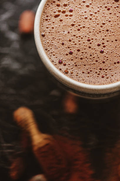 Hot chocolate - cosiness in a cup, shot from directly above