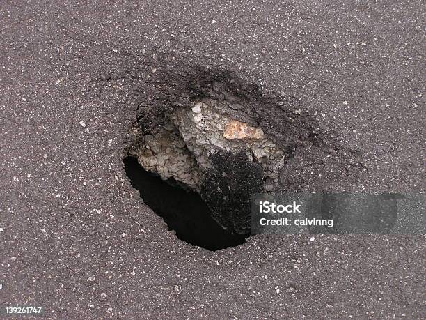 Pothole Perigosas - Fotografias de stock e mais imagens de Buraco de Estrada - Buraco de Estrada, Vista de Cima, Vista de Cima para Baixo