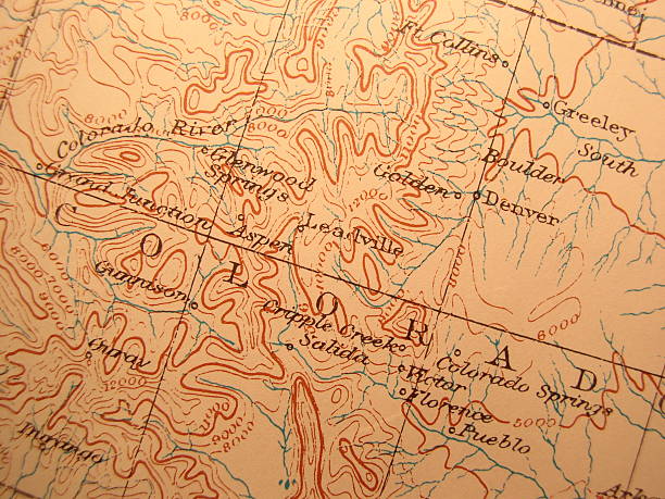 antyczny mapa, kolorado - south america zdjęcia i obrazy z banku zdjęć