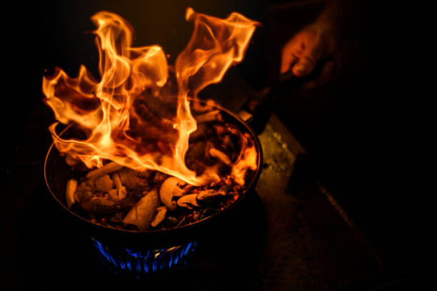 Frying Pan on Fire on Stove