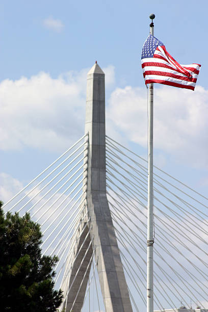 istock American Flag and bridge 139262088