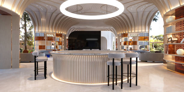 istock 3d render luxury hotel lobby entrance 1392621144