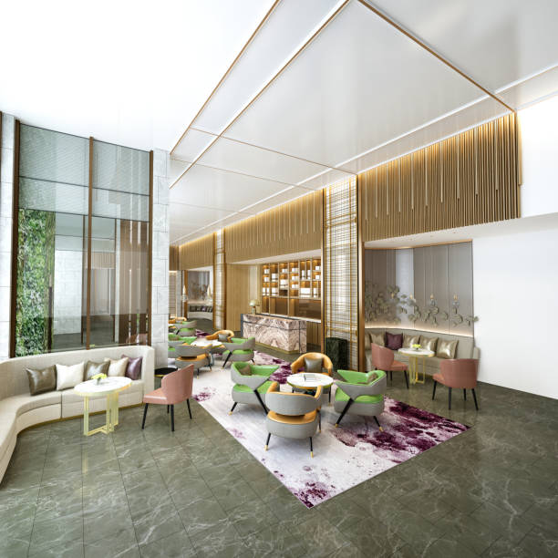 istock 3d render luxury hotel lobby entrance 1392621235