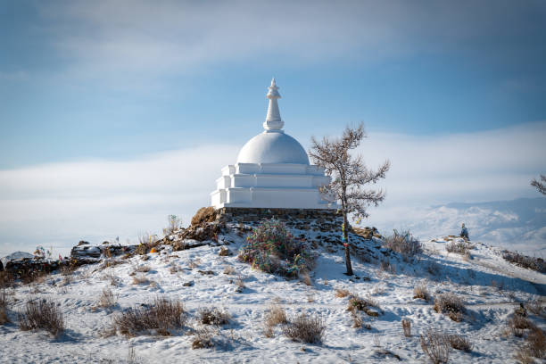 Sacred stupa on ogoy island stock photo