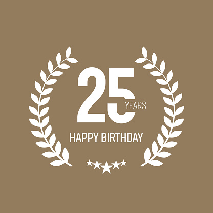 25 Years, Happy Birthday Logo Template. Greeting Card Template