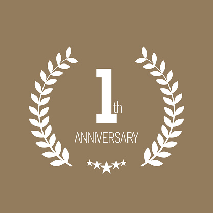 1 Year Anniversary Logo Template. Badge Design Vector Illustration
