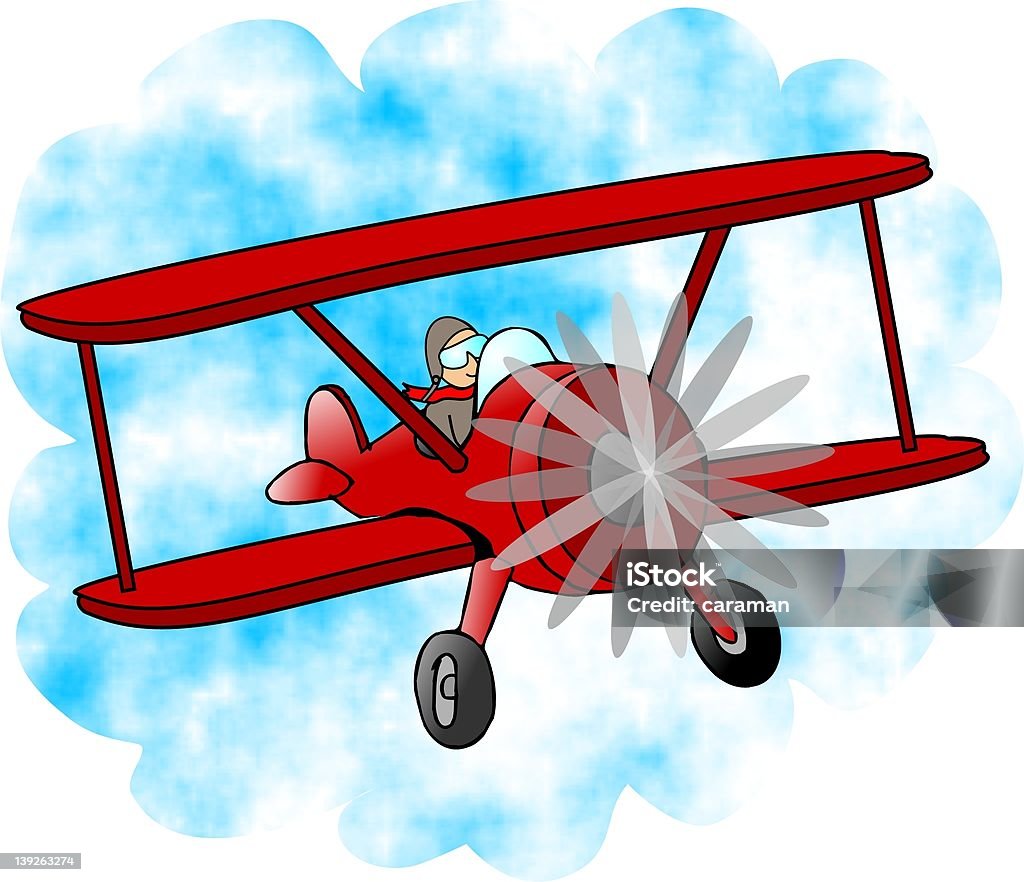 Red Avião Biplano - Ilustração de Adulto royalty-free