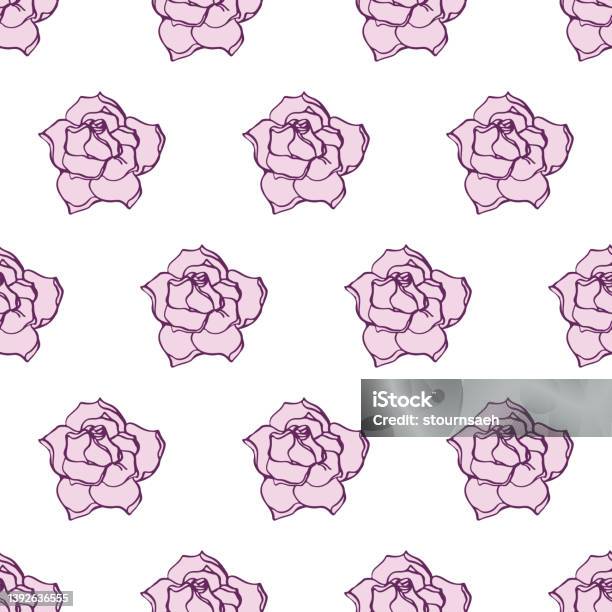Rose Pattern Sample Roses Seamless Pattern Hand Drawn Vector Stock Illustration - Download ...