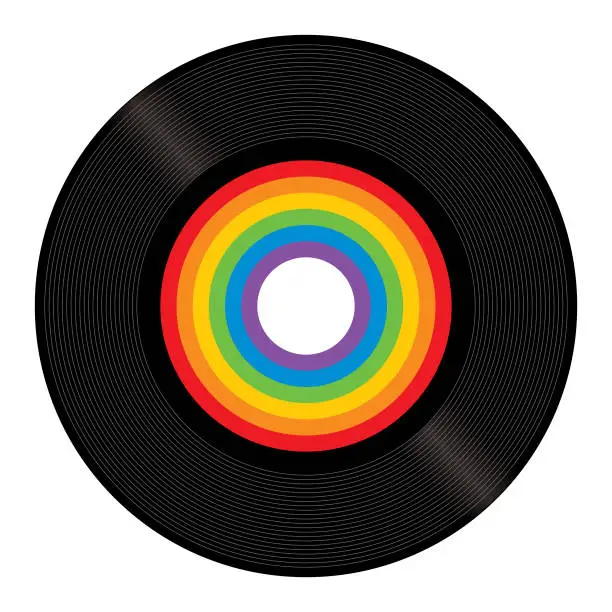 Vector illustration of Rainbow Stripes RPM Record