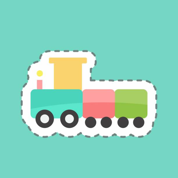 istock Sticker line cut Toy Train. suitable for Baby symbol. simple design editable. design template vector. simple symbol illustration 1392637513