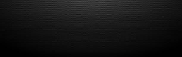 istock Black dotted background. Wide dark wallpaper. Round carbon cover. Modern texture with shadow. Elegant website backdrop with light. Vector illustration 1392637568