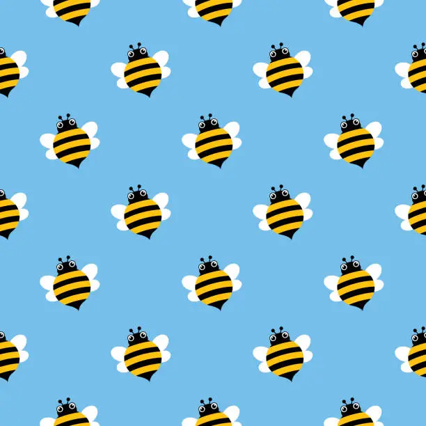 Vector illustration of Bumble Bees Seamless Pattern