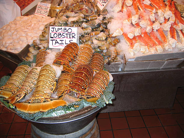 Jumbo Lobster Tails stock photo
