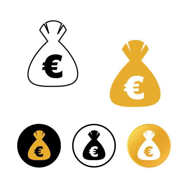 抽象的なユーロマネーバッグアイコン - european community backgrounds european union currency wealth点のイラスト素材／クリップアート素材／マンガ素材／アイコン素材
