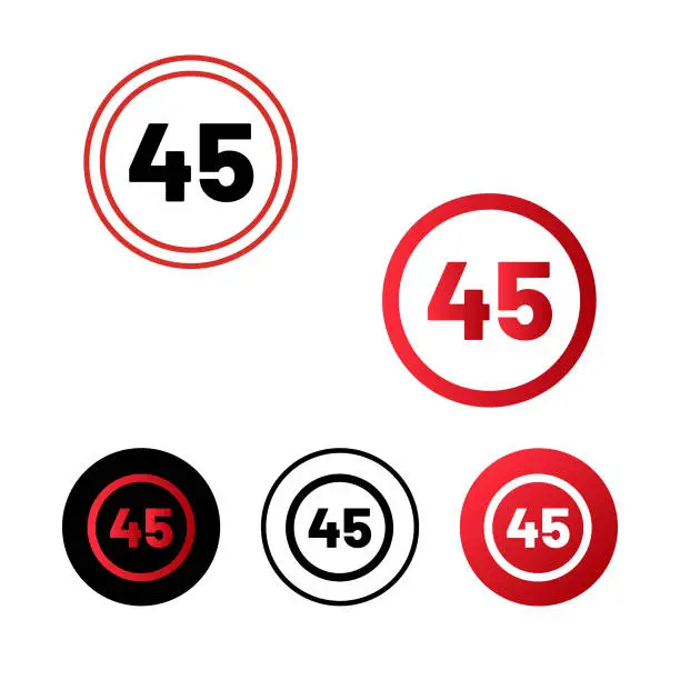 Vector illustration of Speed Limit 45 Icon Design